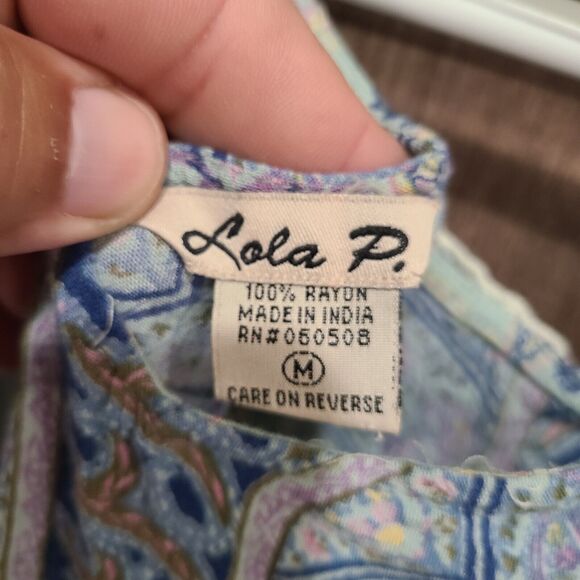 Lola P 100% Rayon Casual Dress Floral Women Size Medium - Picture 4 of 4